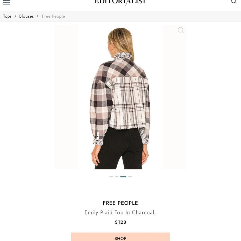 WE THE FREE‎ EMILY FLANNEL OVERSIZED TOP IN CHARCOAL PLAID - Picture 2 of 11